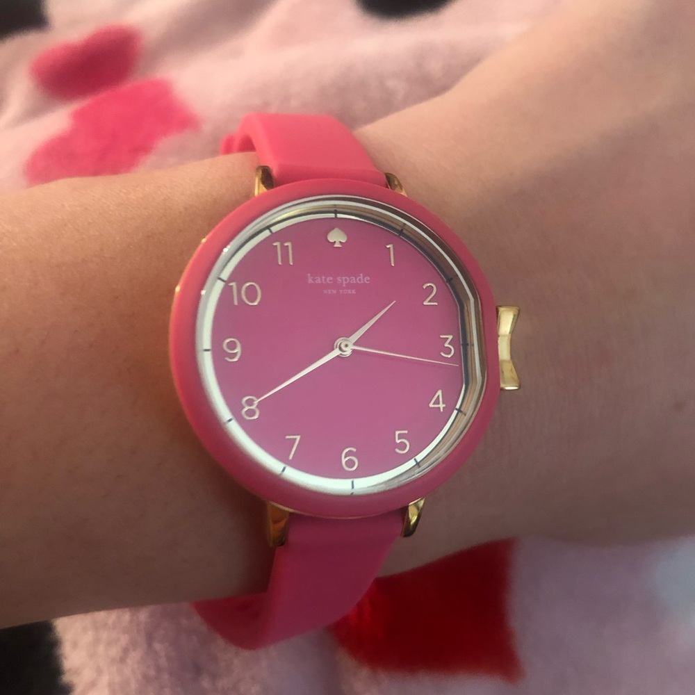 Kate Spade Hot Pink silicone watch gold accents